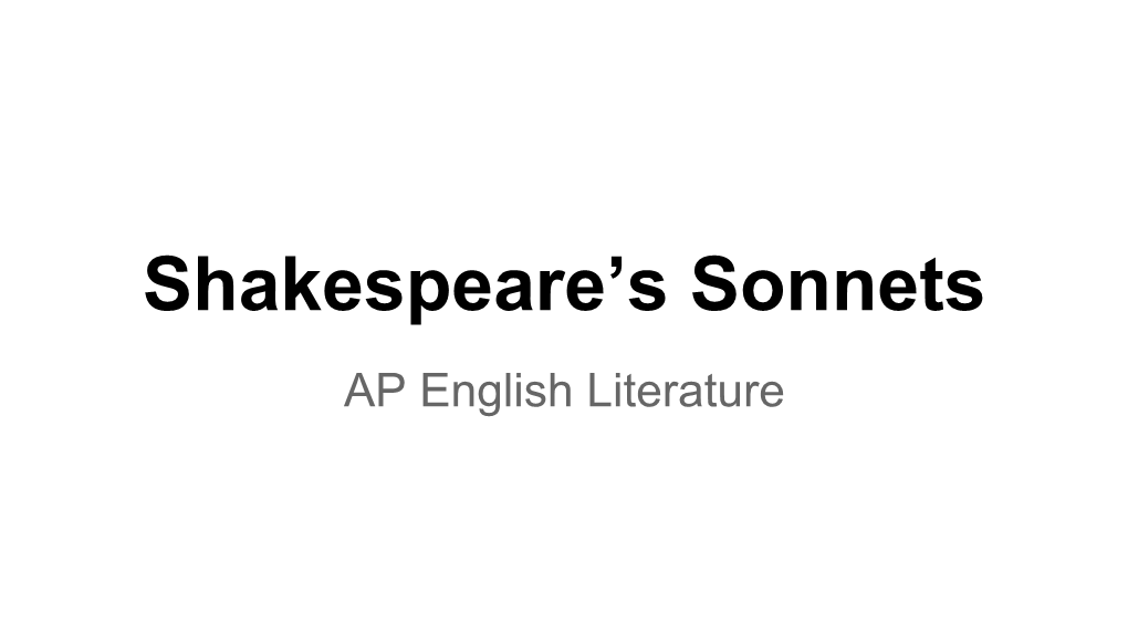 Shakespeare's Sonnets