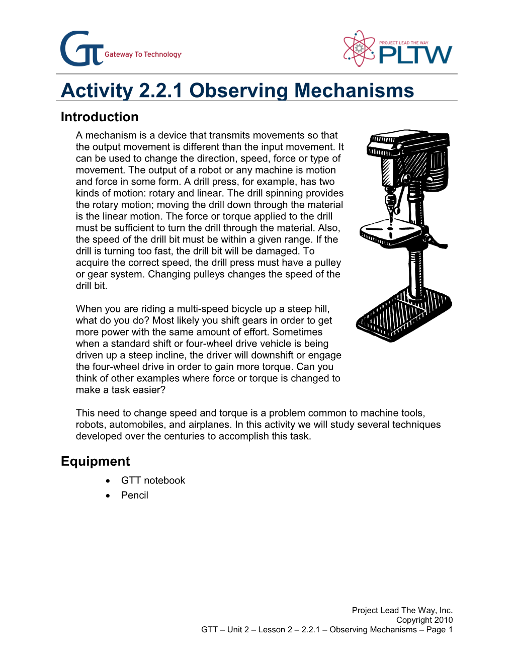 Activity 2.2.1 Observing Mechanisms