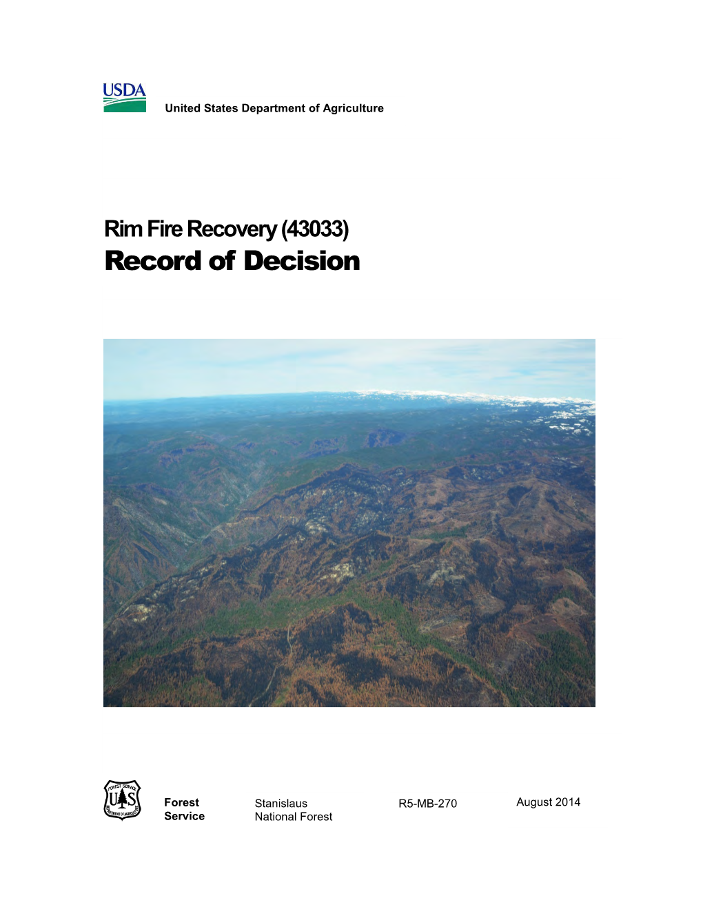 Rim Fire Recovery (43033) Record of Decision