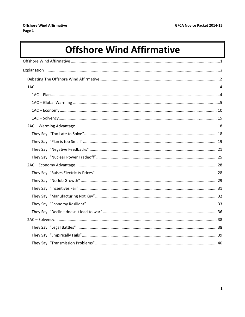Offshore Wind Affirmative GFCA Novice Packet 2014‐15 Page 1