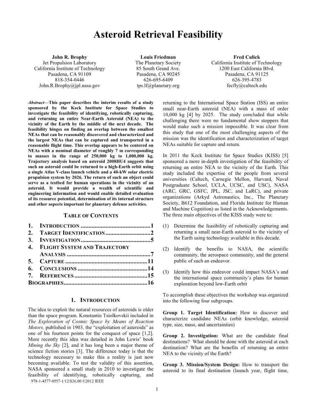 Asteroid Retrieval Feasibility