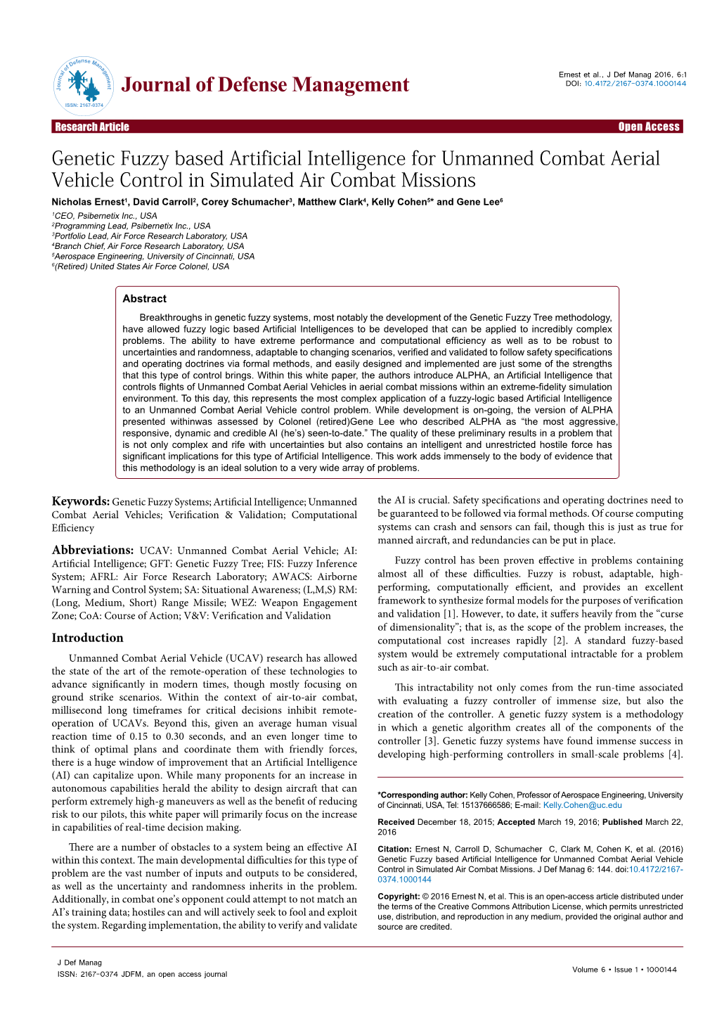 Genetic Fuzzy Based Artificial Intelligence for Unmanned Combat