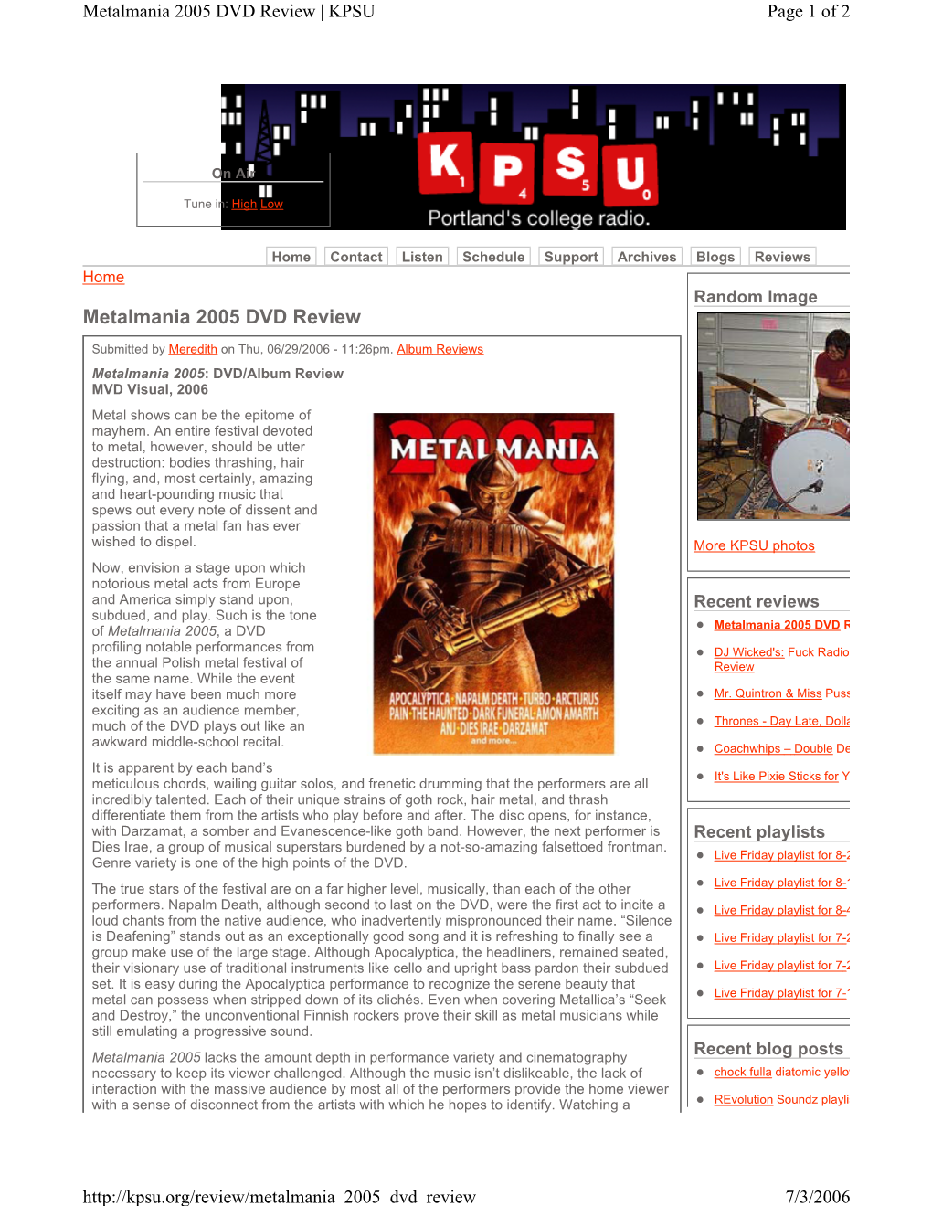 Metalmania 2005 DVD Review | KPSU Page 1 of 2
