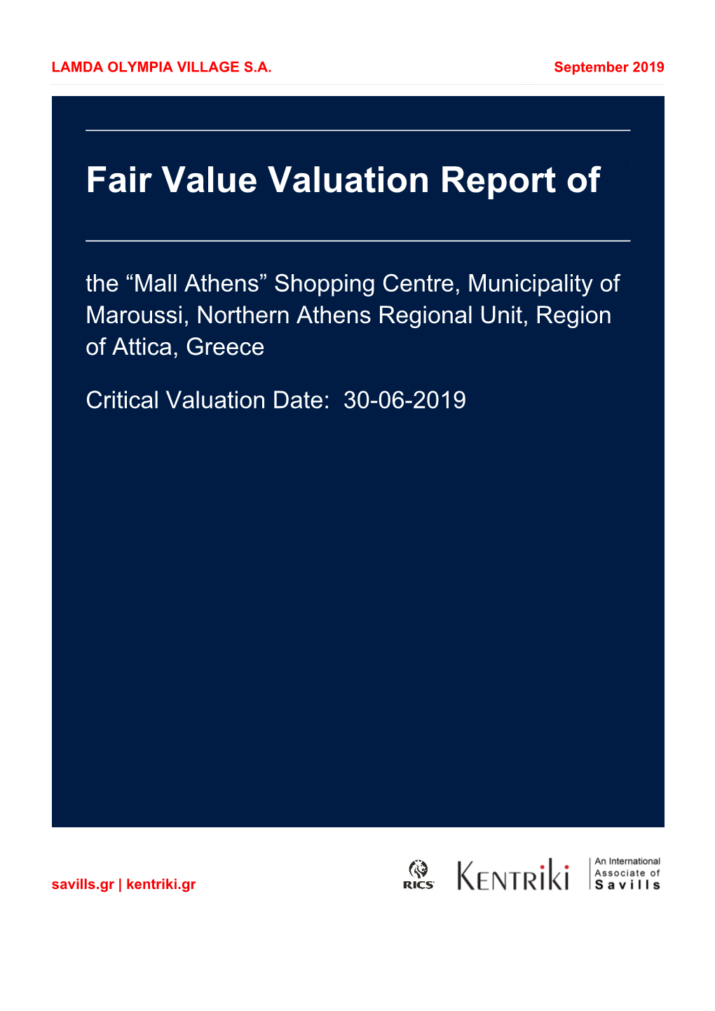 Fair Value Valuation Report of F