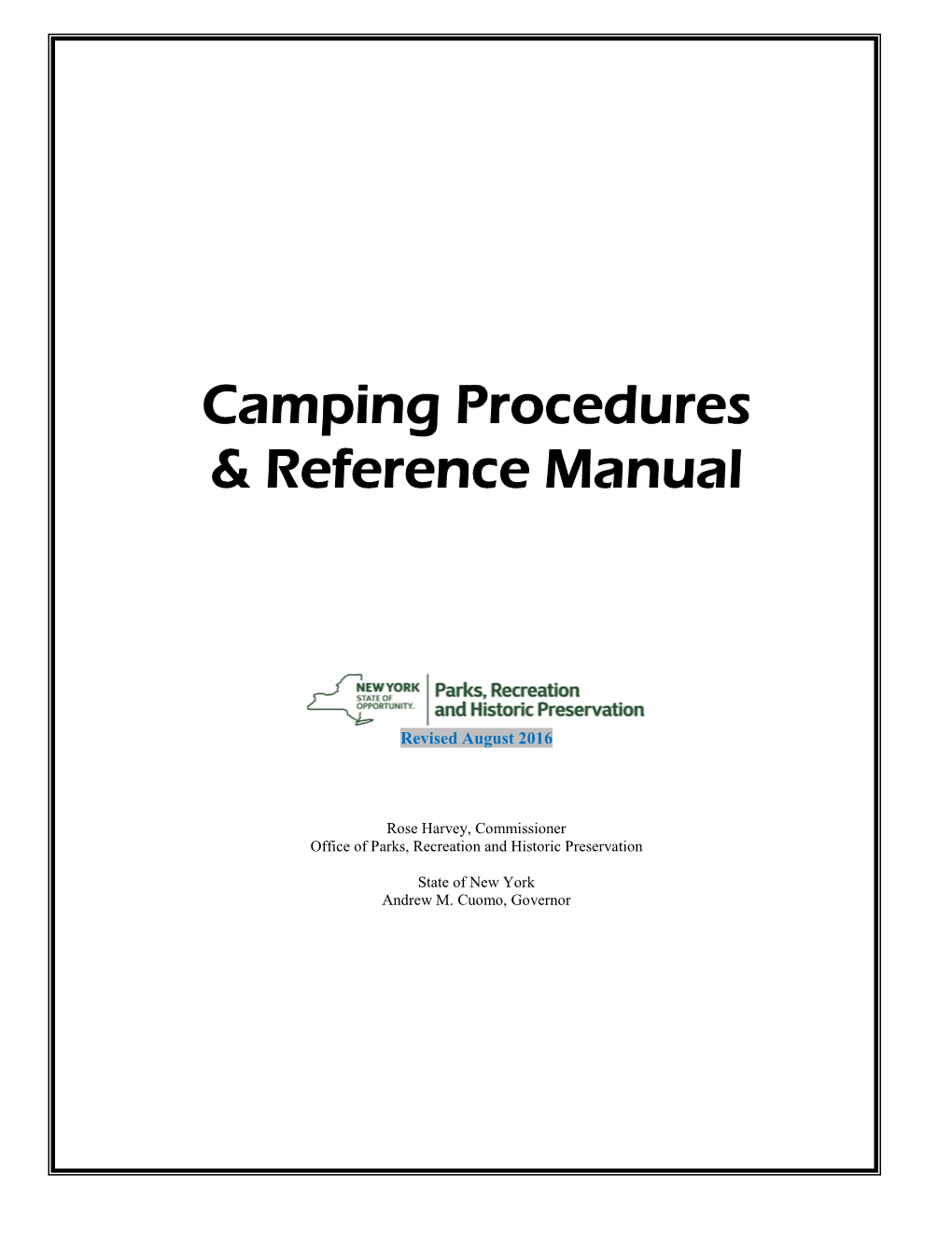 Camping Procedures & Reference Manual