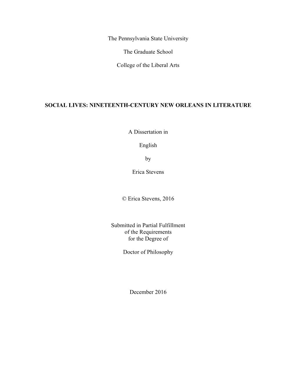 Nineteenth-Century New Orleans in Literature