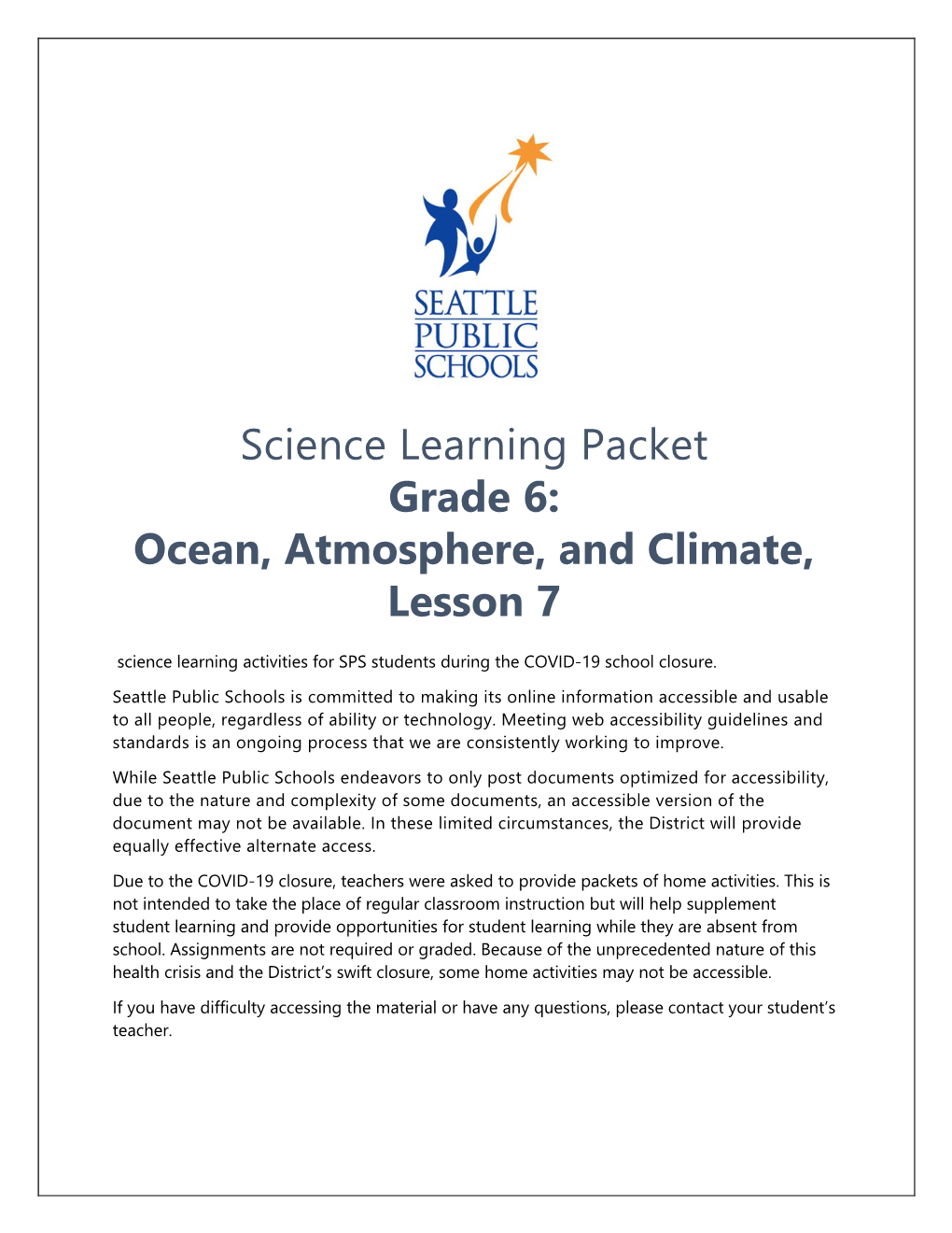 Ocean, Atmosphere, and Climate, Lesson 7