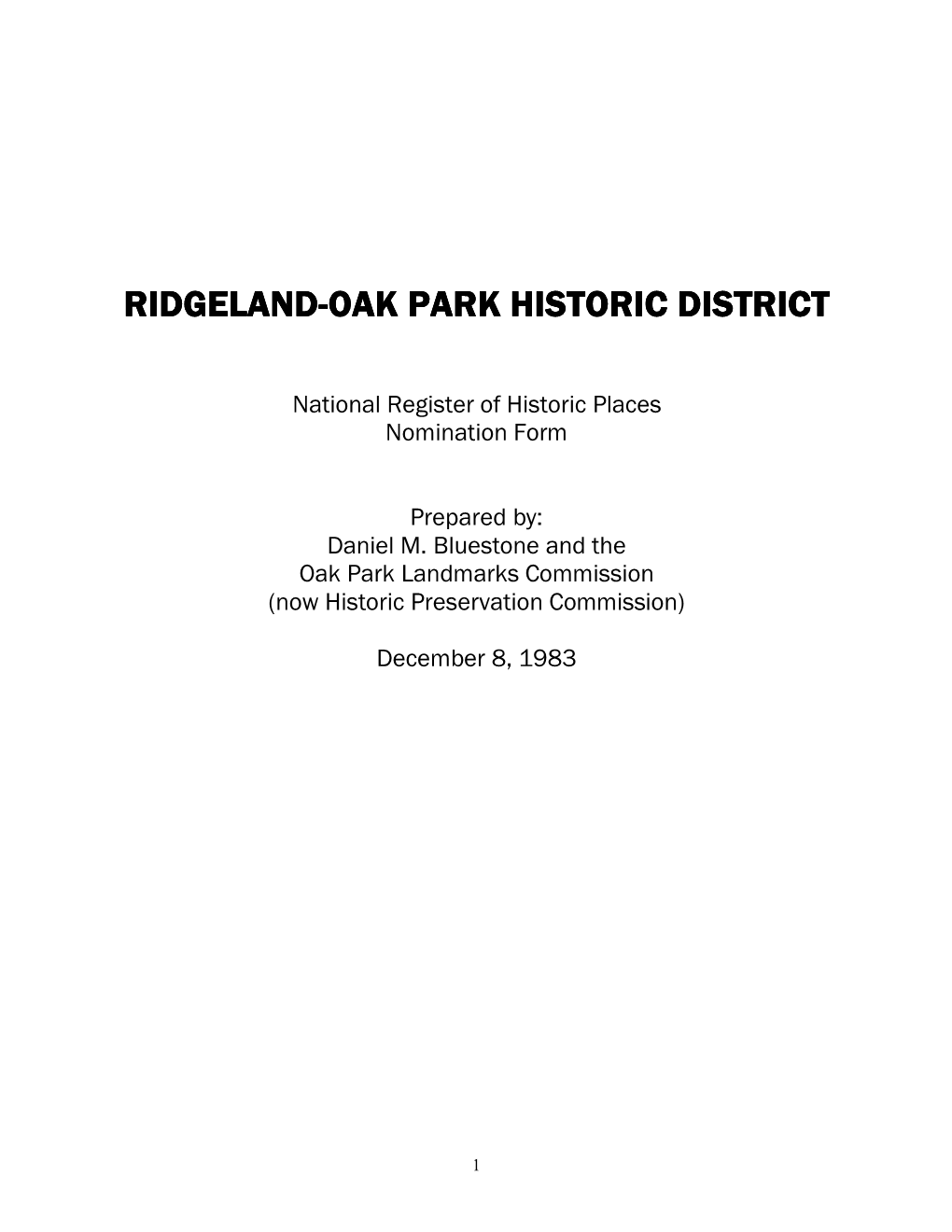 RIDGELAND--OAK PARK HISTORIC DISTRICT National Register Of