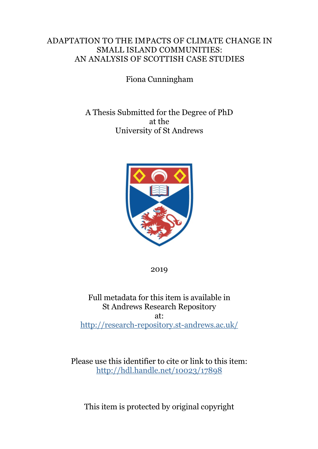 Adaptation to the Impacts of Climate Change in Small Island Communities: an Analysis of Scottish Case Studies