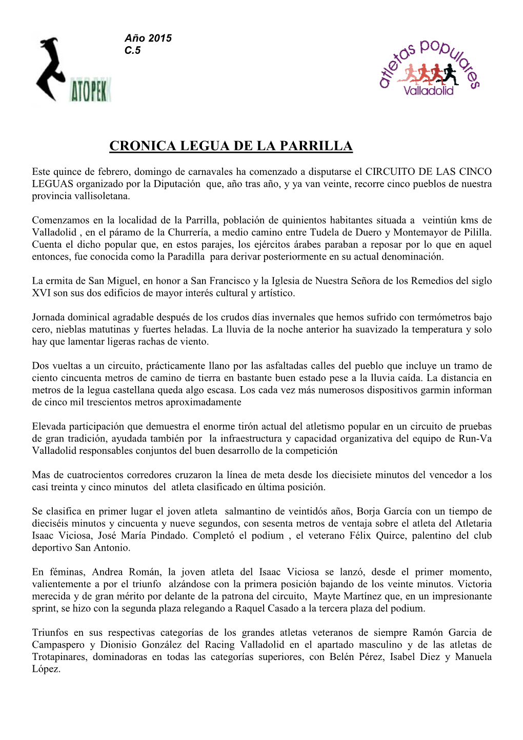 Cronica Legua De La Parrilla