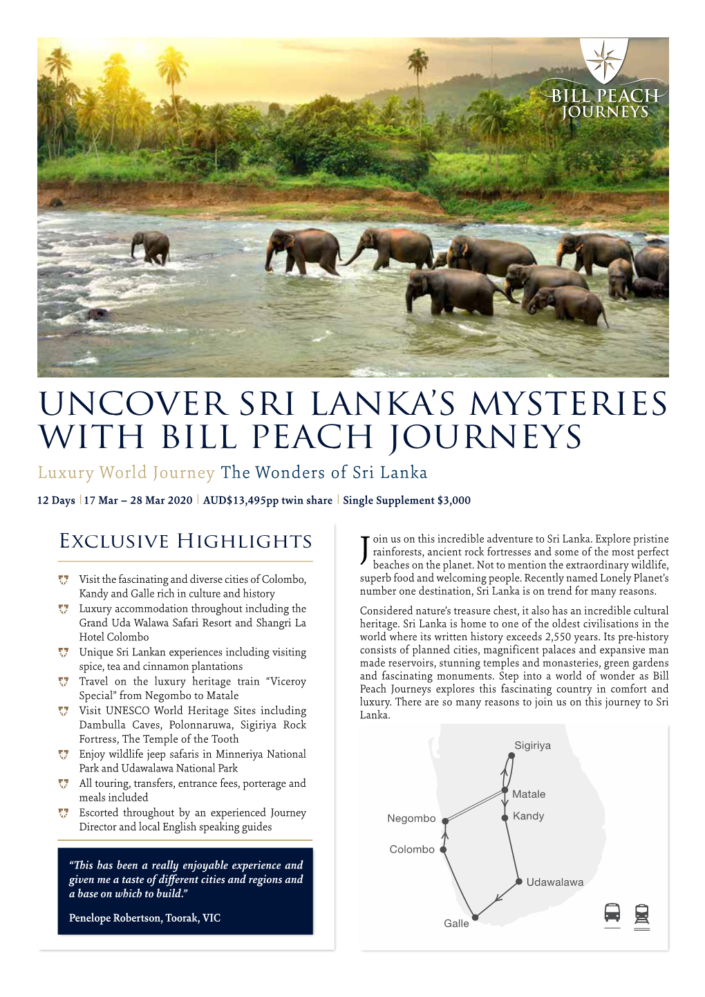 Uncover Sri Lanka's Mysteries with Bill Peach Journeys