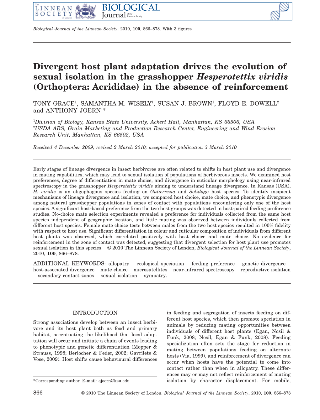 Divergent Host Plant Adaptation Drives the Evolution of Sexual Isolation In