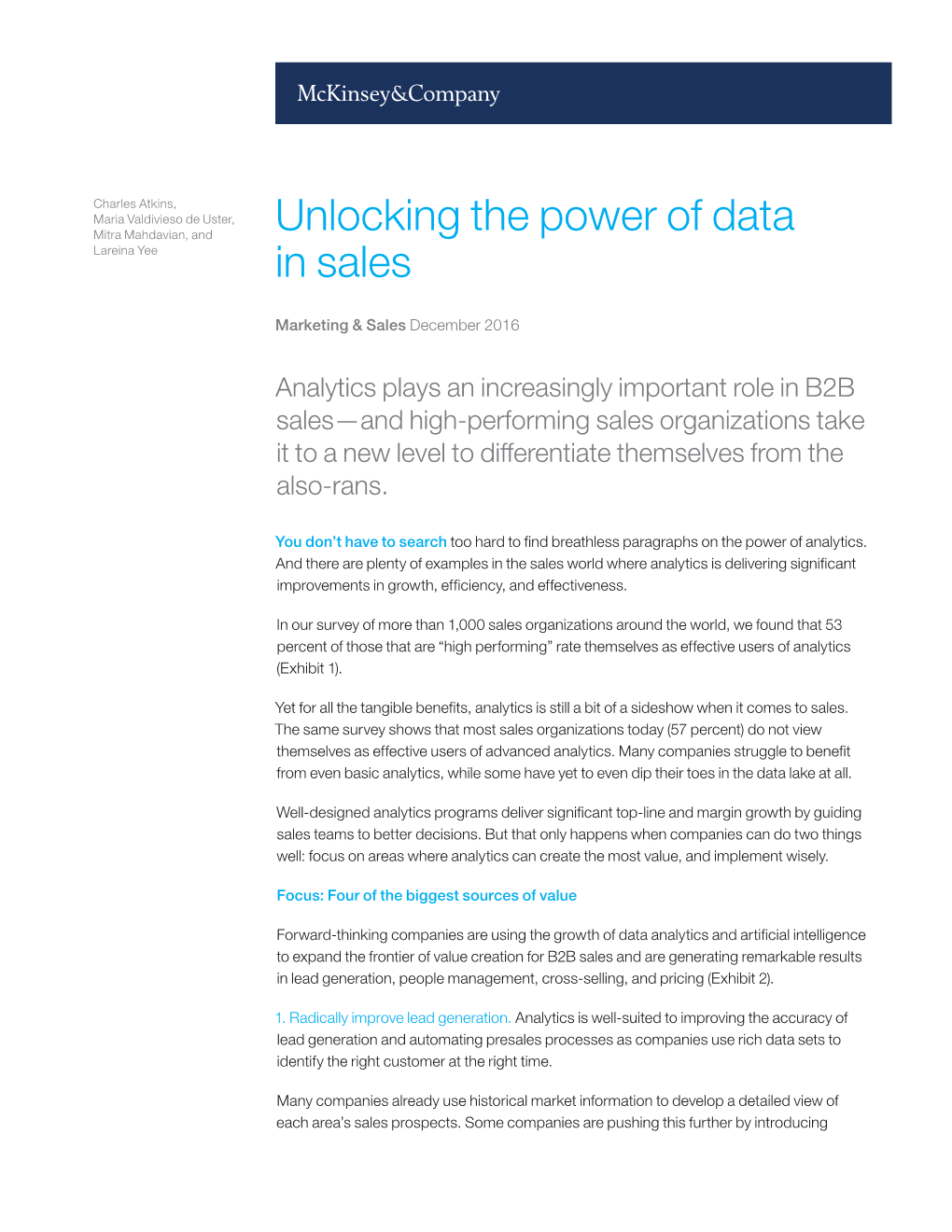 Unlocking the Power of Data in Sales