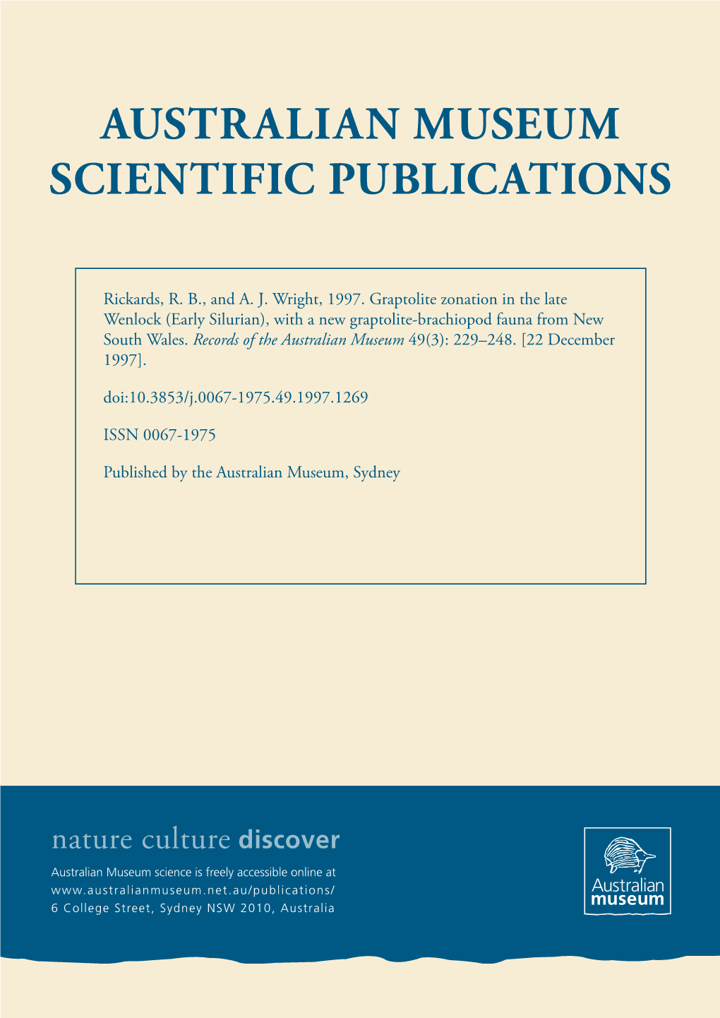 (Early Silurian), with a New Graptolite-Brachiopod Fauna from New South Wales