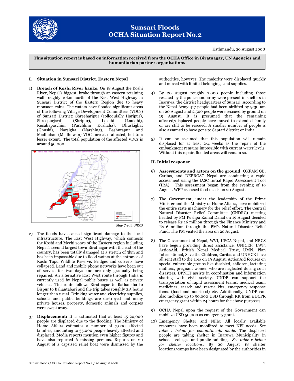 Sunsari Floods OCHA Situation Report No.2