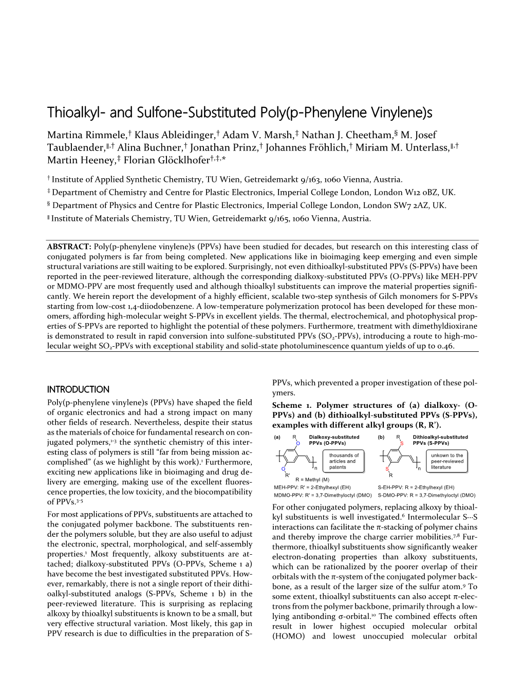 Thioalkyl- and Sulfone-Substituted Poly(P-Phenylene Vinylene)S