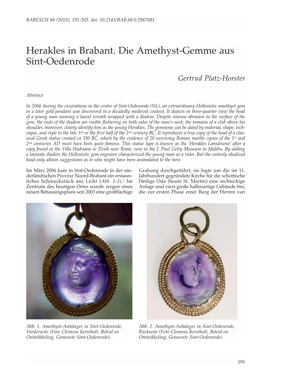 Herakles in Brabant. Die Amethyst-Gemme Aus Sint-Oedenrode