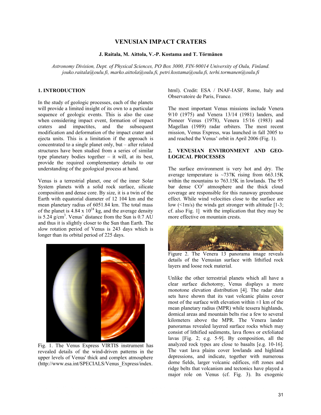 Venusian Impact Craters