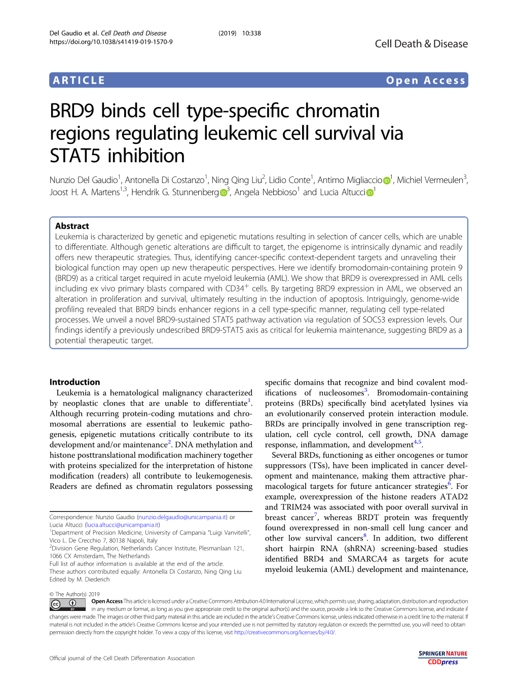 BRD9 Binds Cell Type-Specific Chromatin Regions Regulating