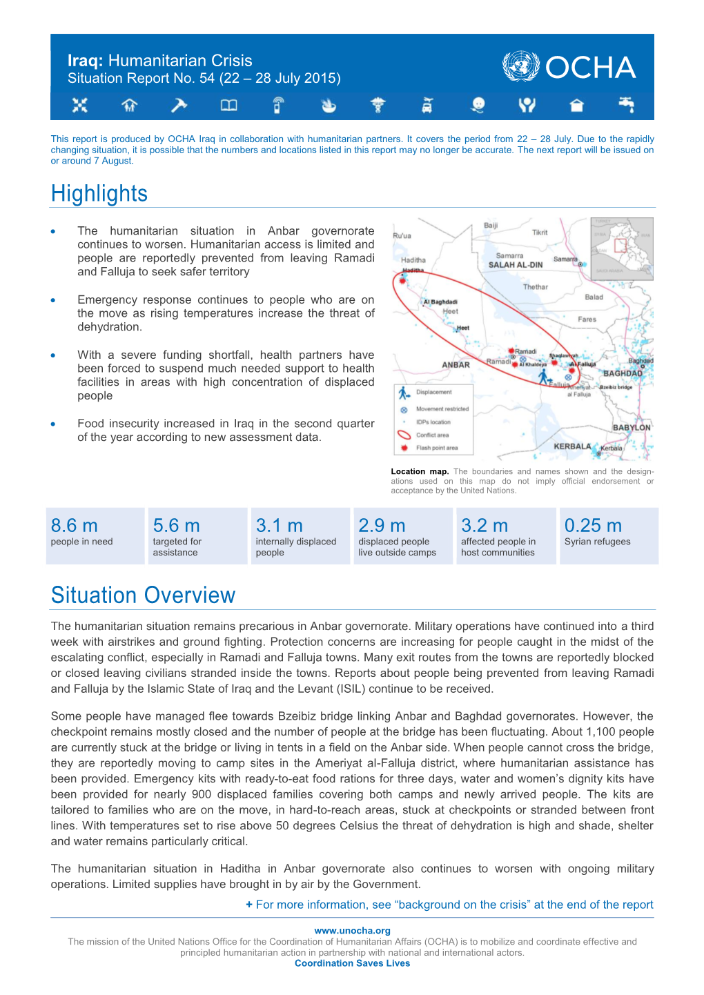 Ocha Iraq Humanitarian Situatio