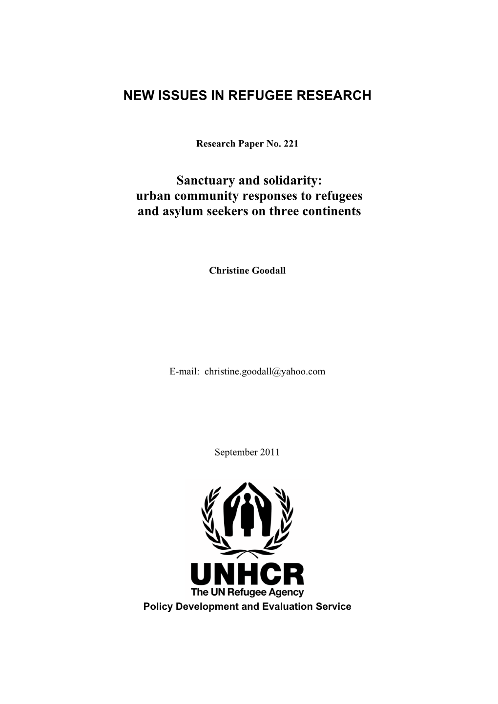 Urban Community Responses to Refugees and Asylum Seekers on Three Continents