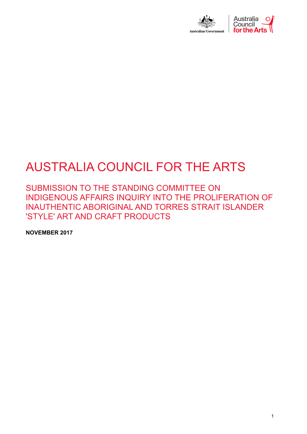 Australia Council Submission to the Standing Committee on Indigenous