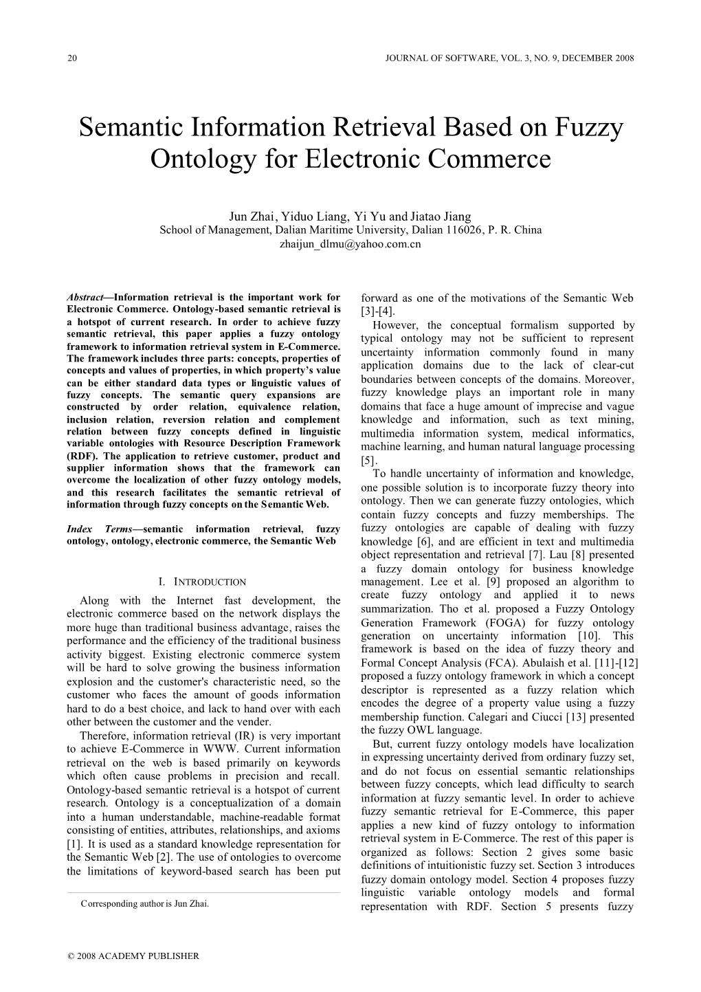 Semantic Information Retrieval Based on Fuzzy Ontology for Electronic Commerce