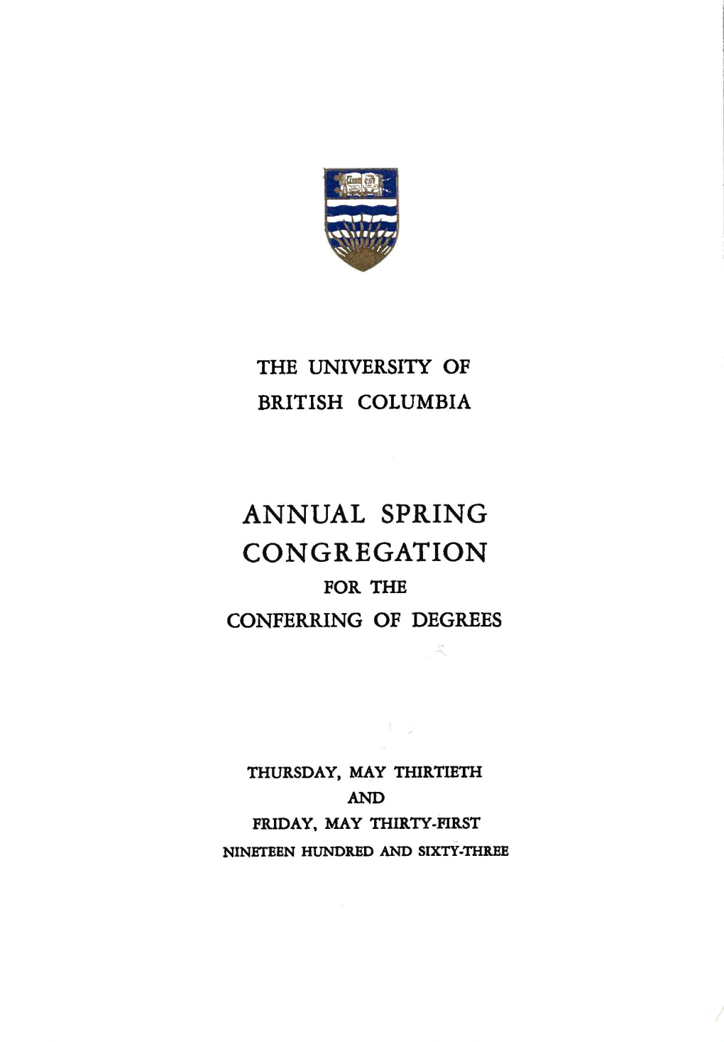 Annual Spring Congregation for the Conferring of Degrees