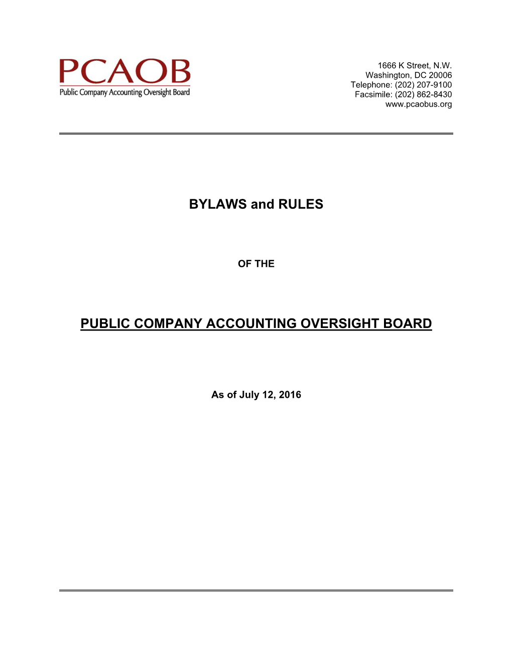 BYLAWS and RULES PUBLIC COMPANY ACCOUNTING