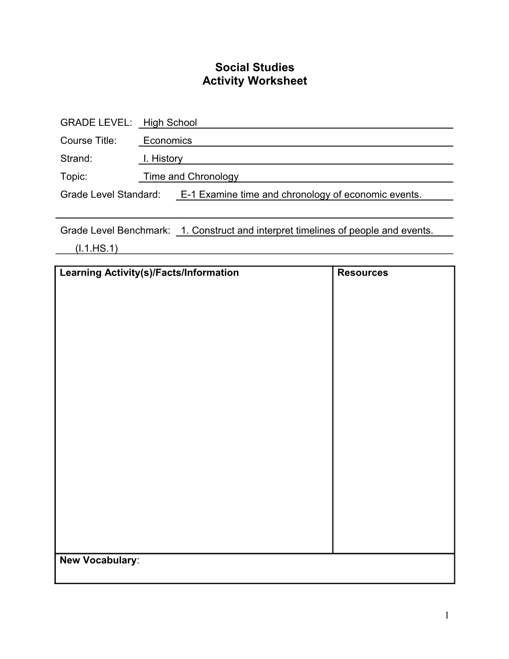 Activity Worksheet