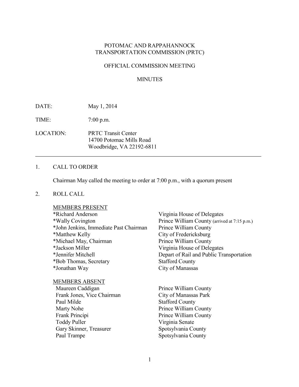 Official Commission Meeting Minutes Date