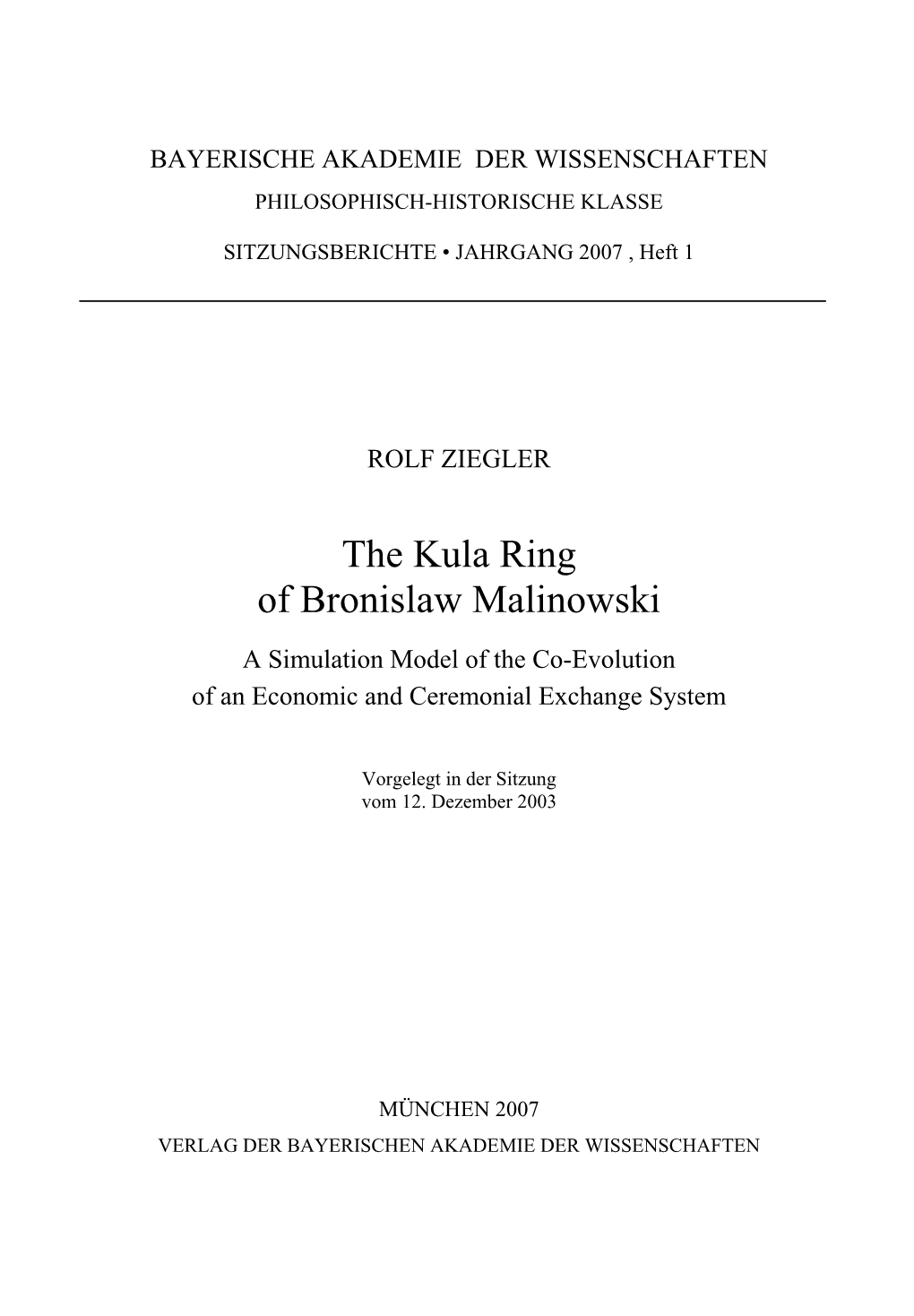 The Kula Ring of Bronislaw Malinowski