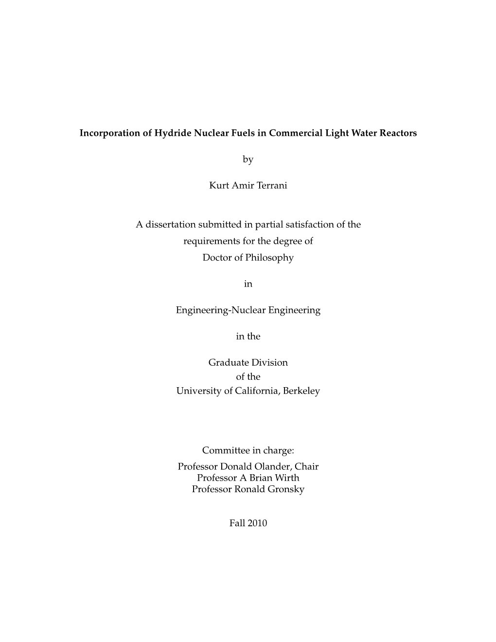 Incorporation of Hydride Nuclear Fuels in Commercial Light Water Reactors
