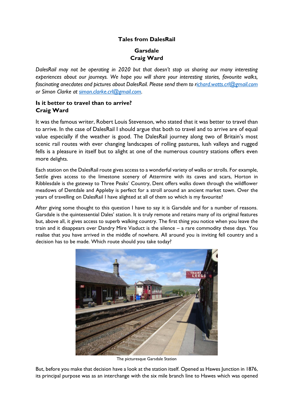 Tales from Dalesrail Garsdale Craig Ward Dalesrail May Not Be Operating in 2020 but That Doesn't Stop Us Sharing Our Many Inte