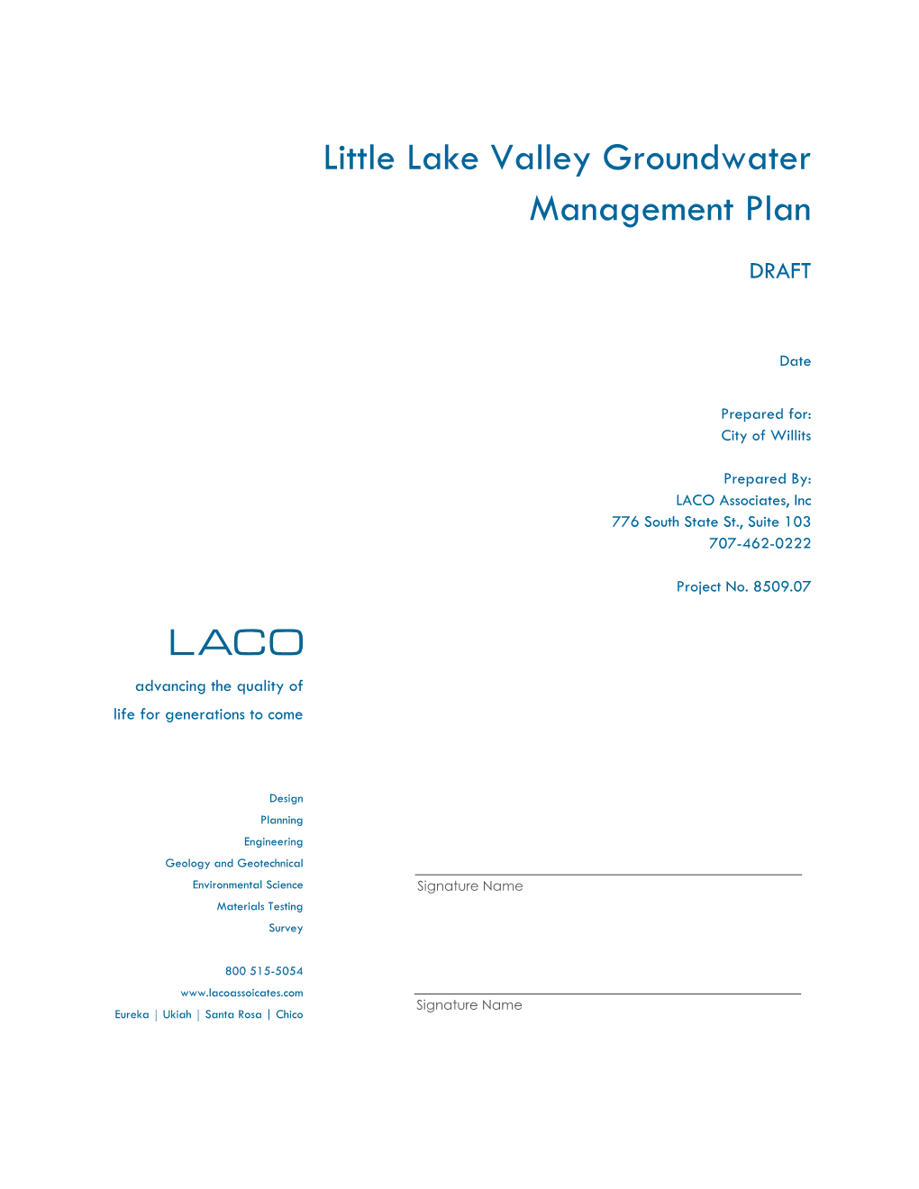 Little Lake Valley Groundwater Management Plan