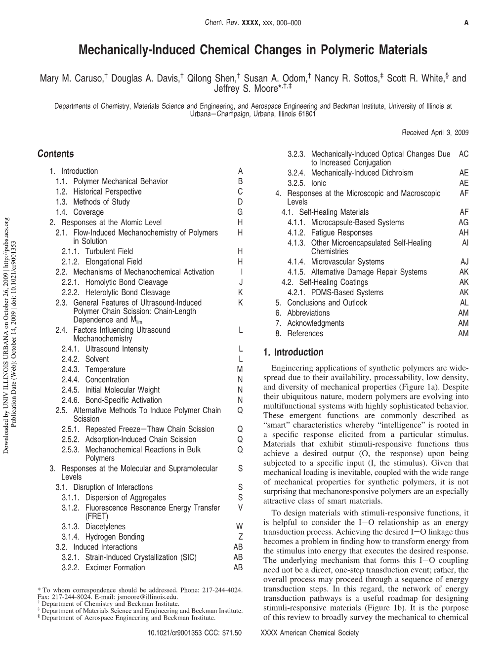 Mechanically-Induced Chemical Changes in Polymeric Materials