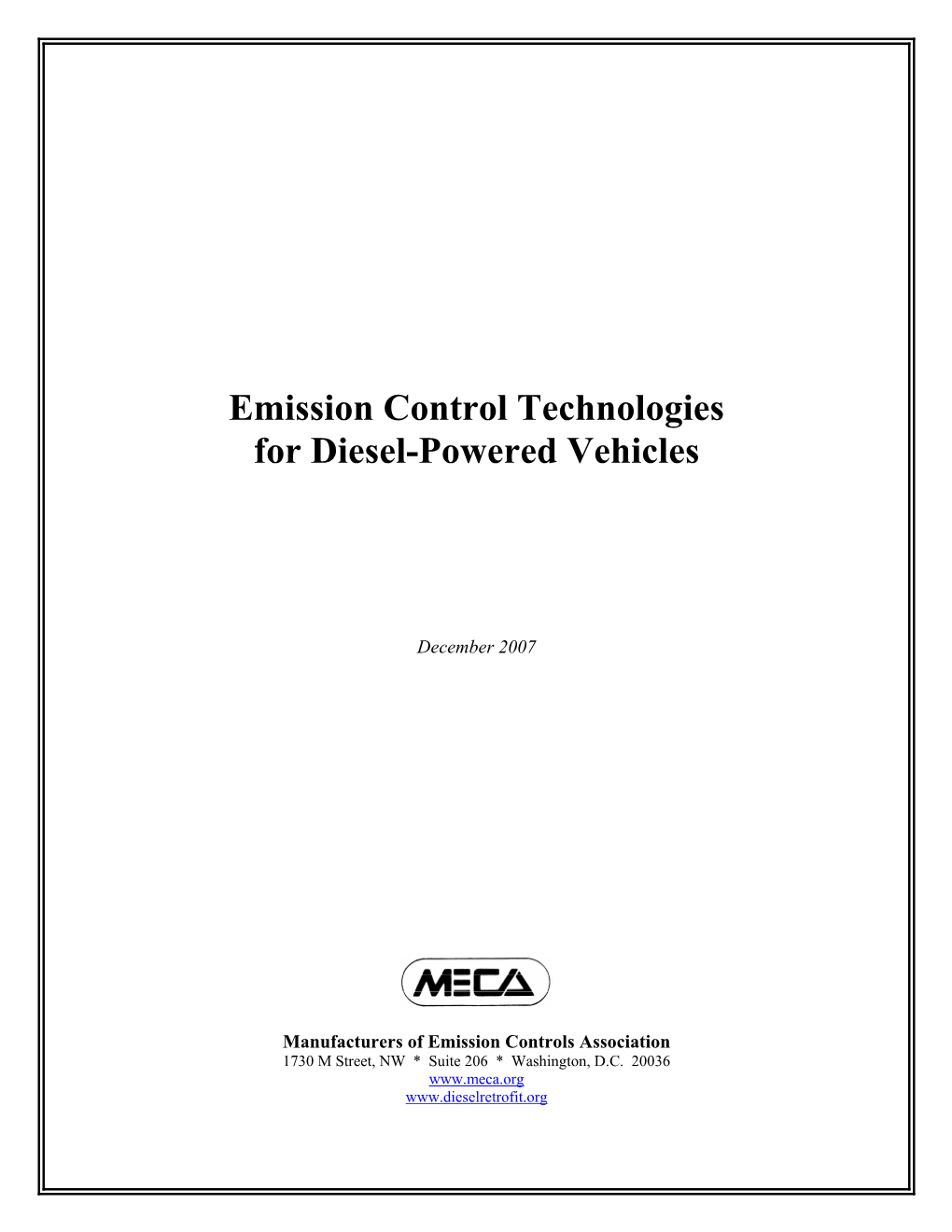 Emission Control Technologies for Diesel-Powered Vehicles