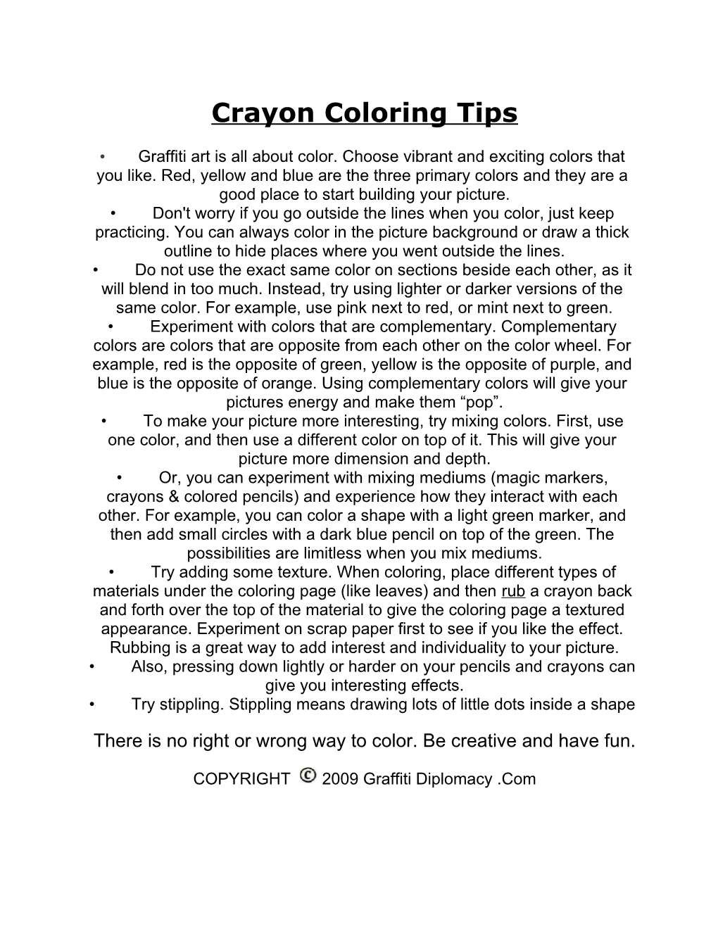 Crayon Coloring Tips