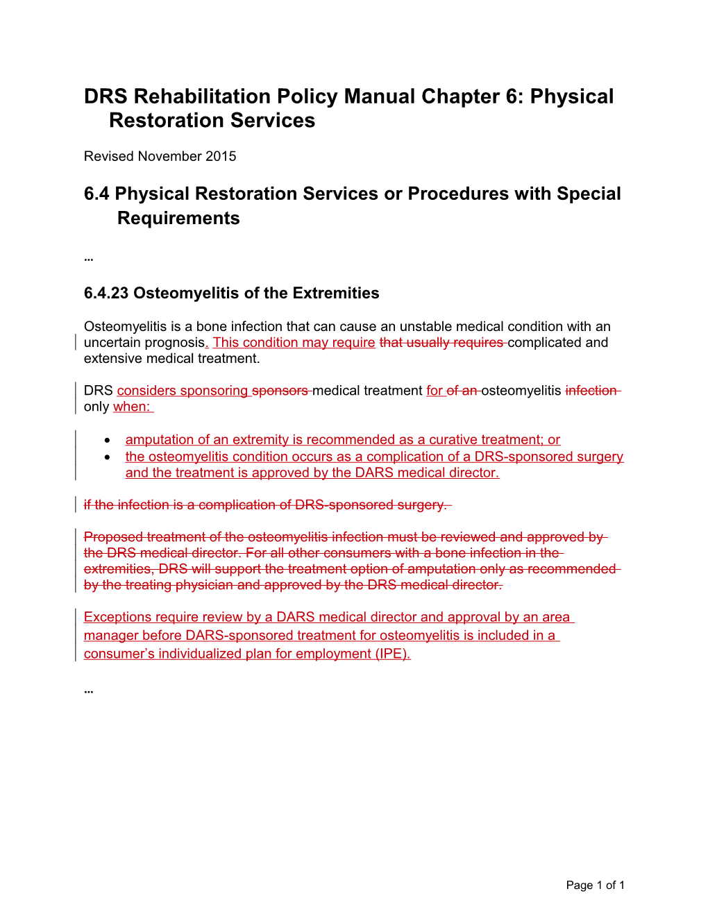 DRS RPM Chapter 6 Revisions, November 2015