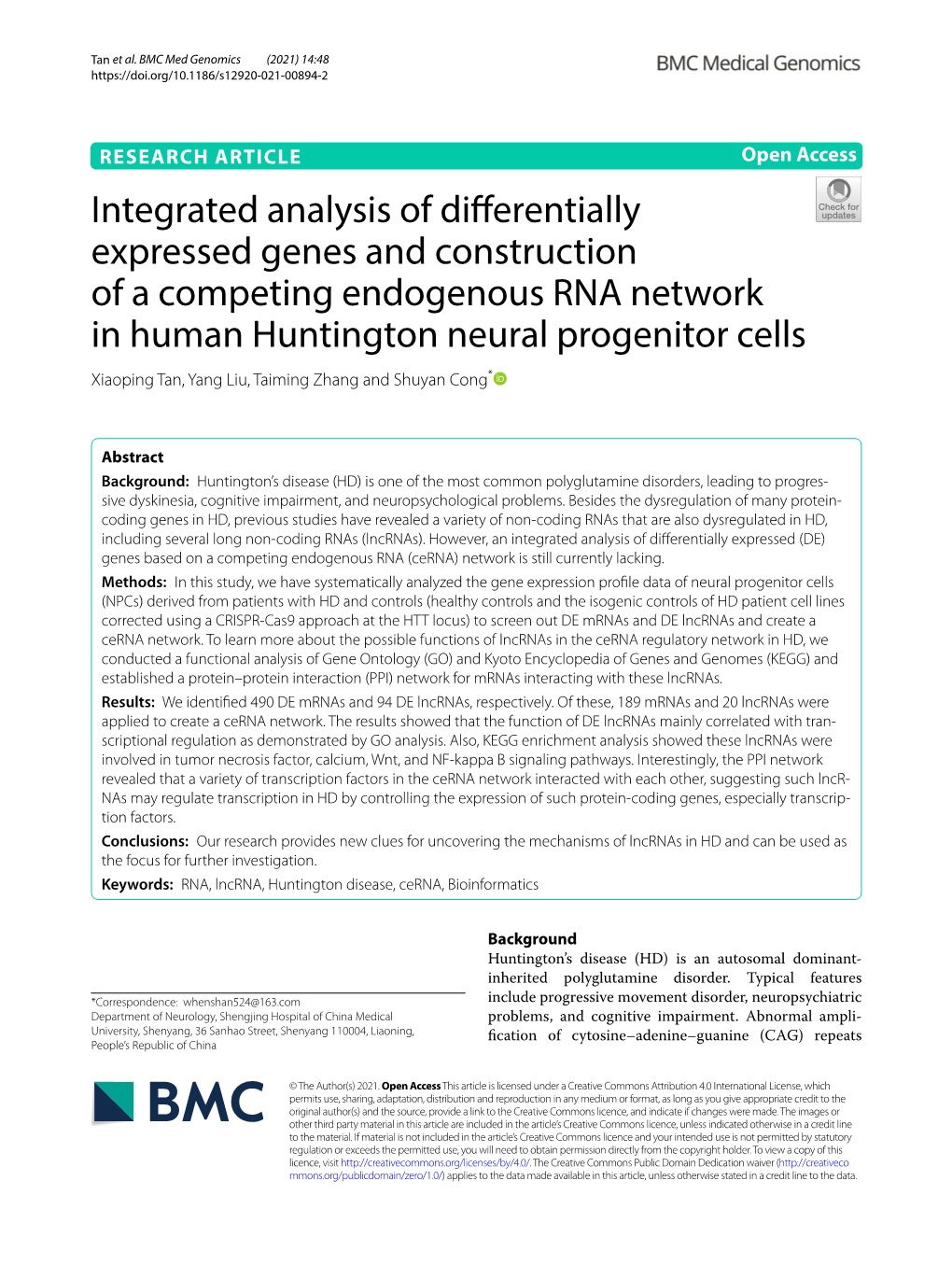 Integrated Analysis of Differentially Expressed Genes and Construction