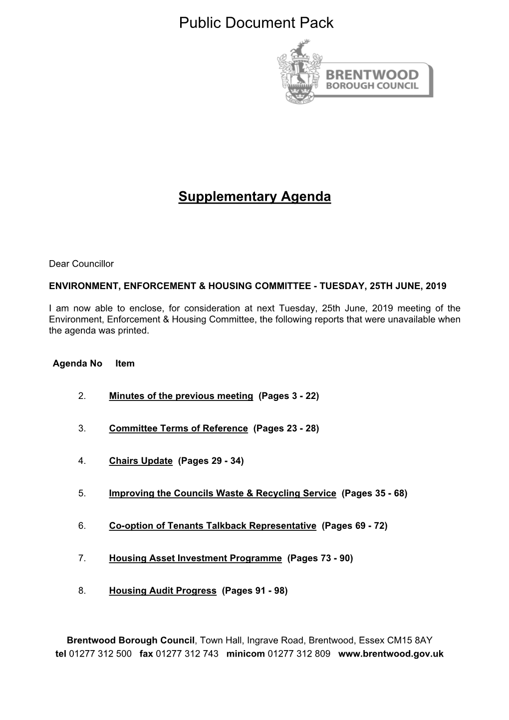 (Public Pack)Supplementary Agenda 1 Agenda Supplement For