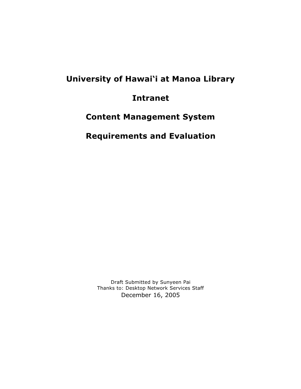 University of Hawai'i at Manoa Library Intranet Content Management