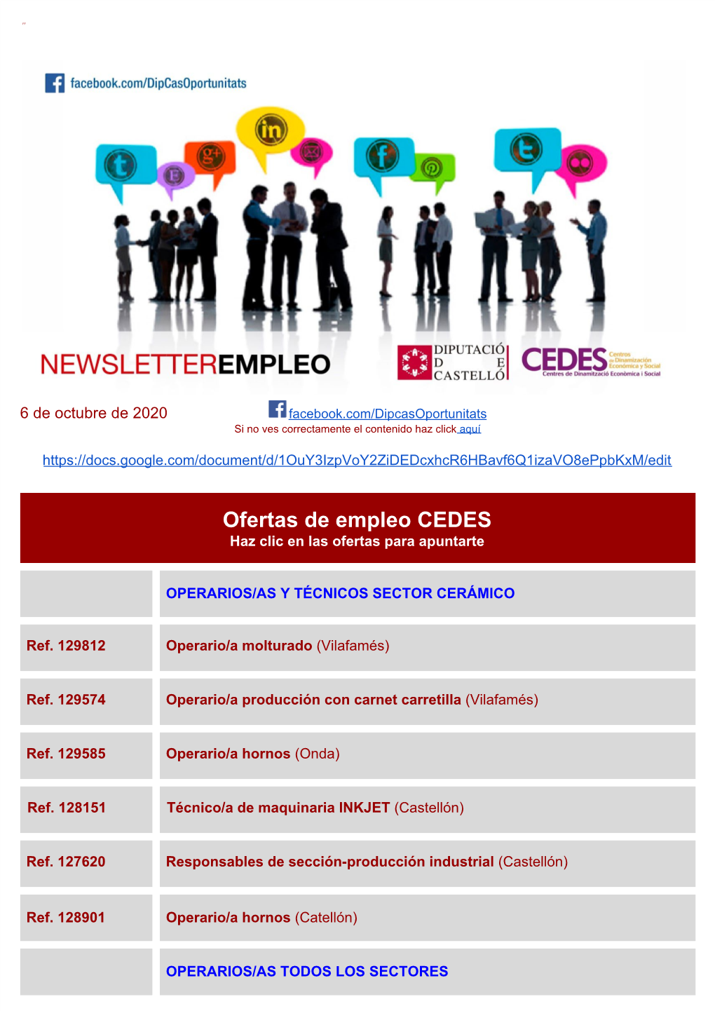 Ofertas De Empleo CEDES Haz Clic En Las Ofertas Para Apuntarte