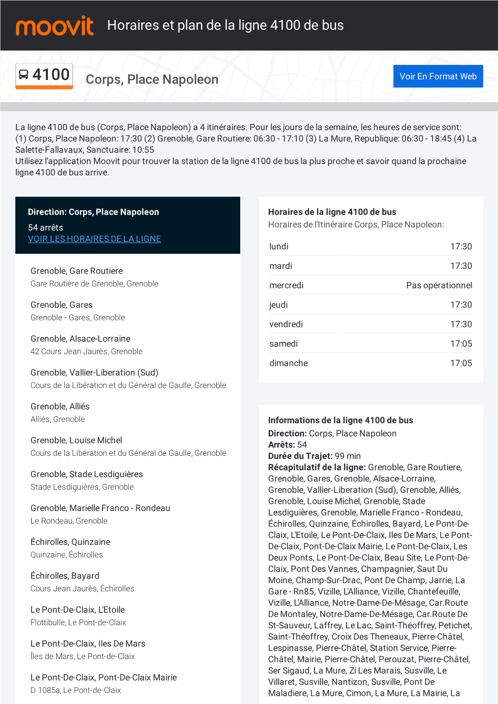 Horaires Et Trajet De La Ligne 4100 De Bus Sur Une Carte