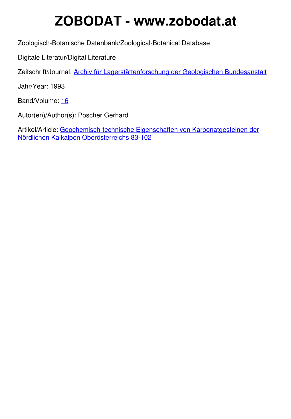 Geochemisch-Technische Eigenschaften Von Karbonatgesteinen Der Nördlichen Kalkalpen Oberösterreichs 83-102 ©Geol