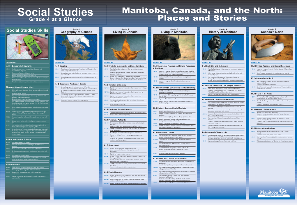 Manitoba, Canada, and the North: Grade 4 at a Glance Places and Stories