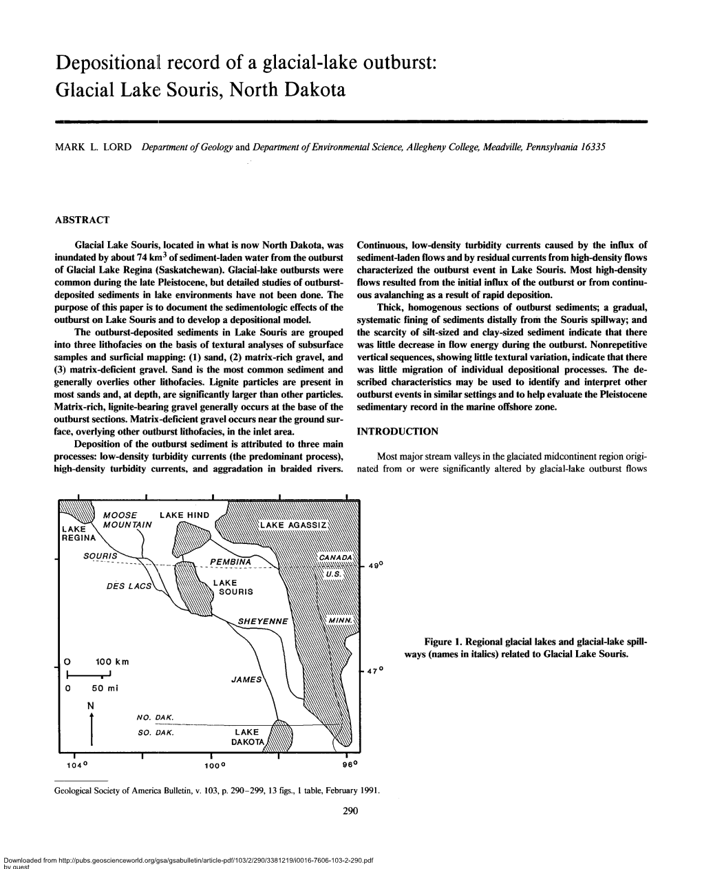 Depositional Record of a Glacial-Lake Outburst: Glacial Lake, Souris, North