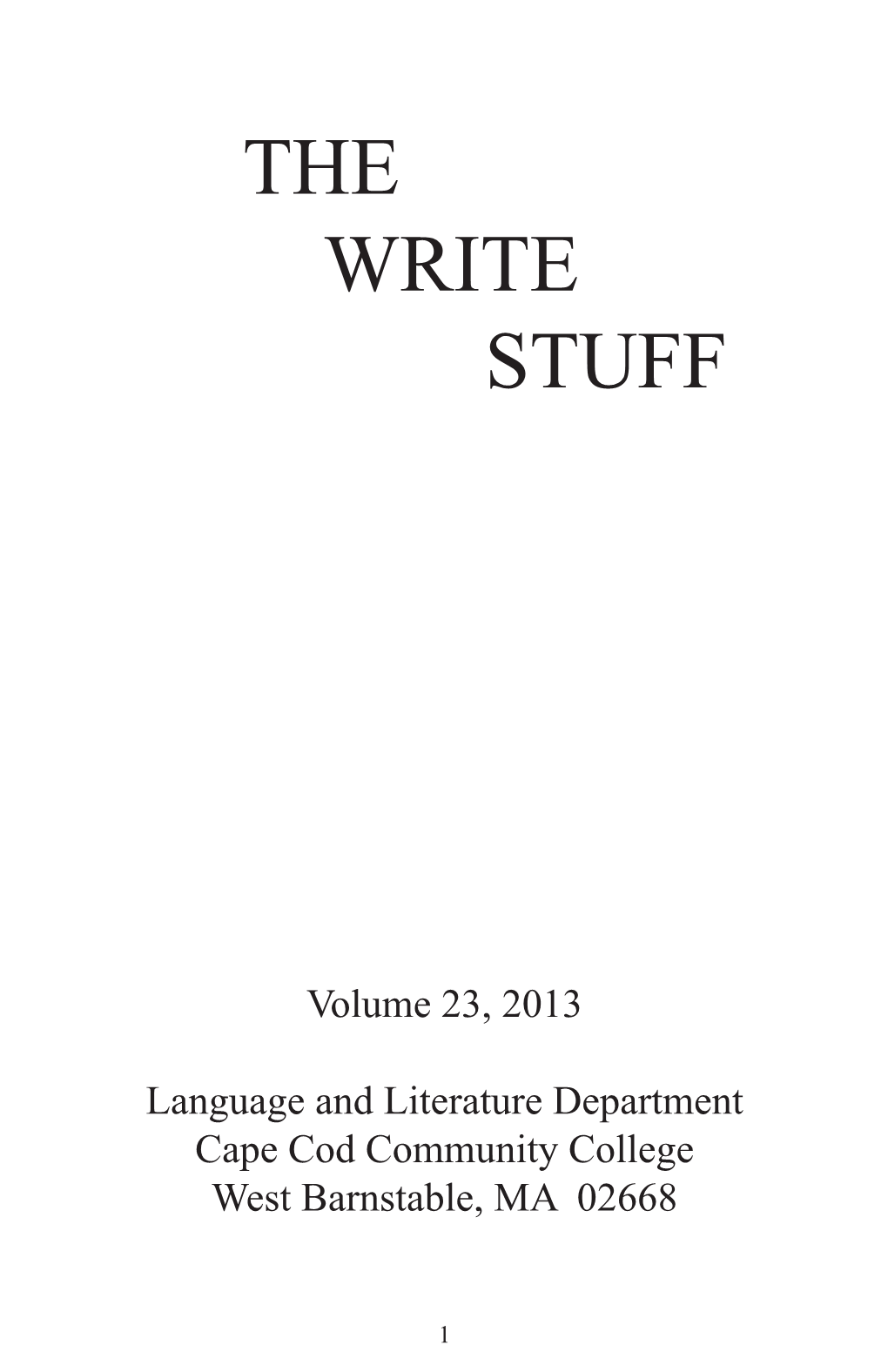 Vol. 23 the Write Stuff