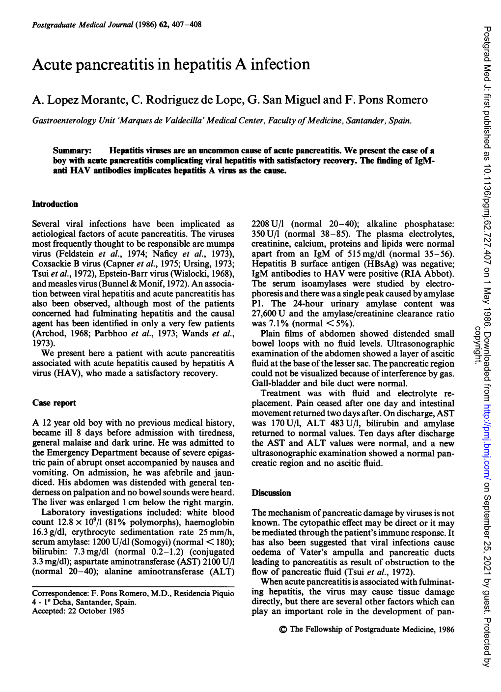 Acute Pancreatitis in Hepatitis a Infection