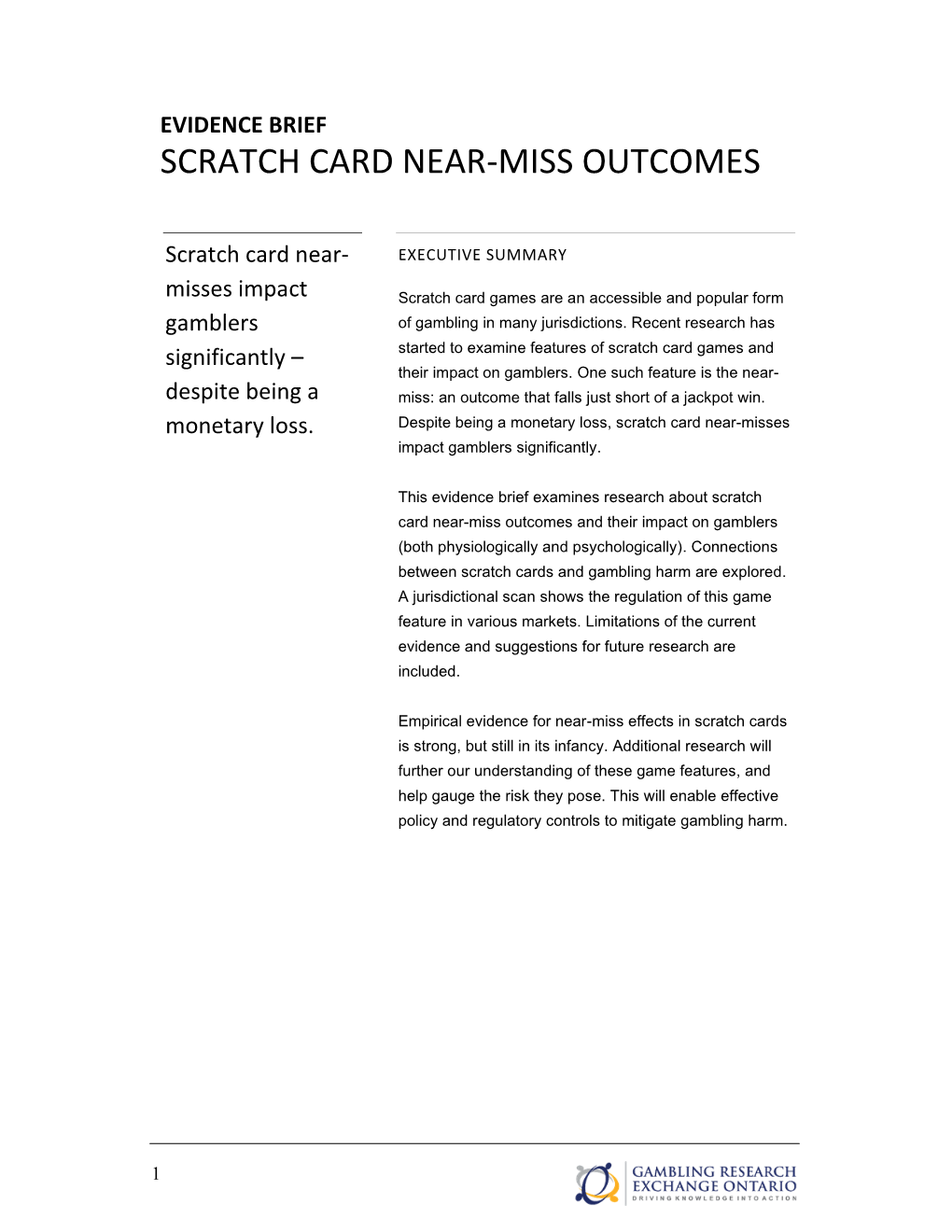 Evidence Brief: Scratch Card Near-Miss Outcomes